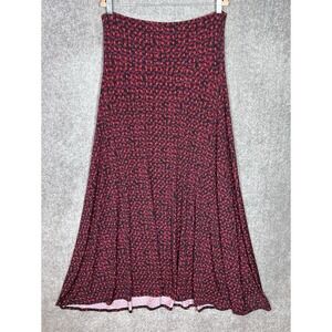 Lularoe Maxi Skirt Womens Sz Large Pink Red Black Paisley‎ Pull On Stretch Flare